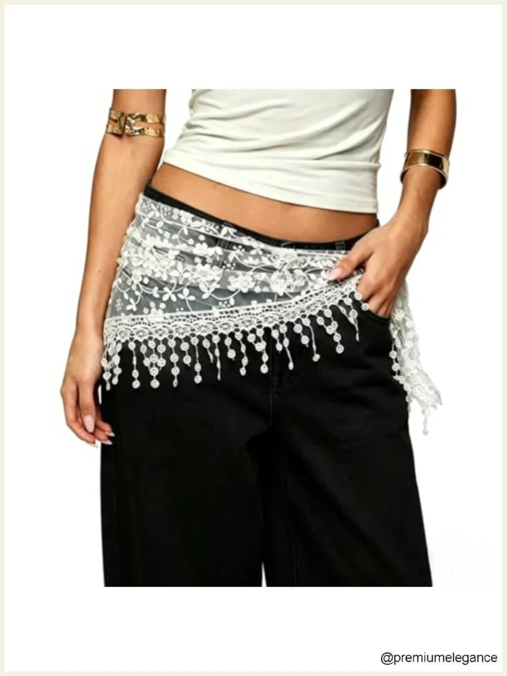 Women's Floral Lace Triangle Scarf Head Kerchief Tie Waist Belt